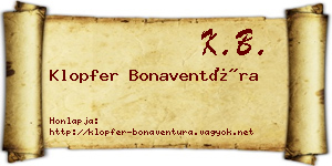 Klopfer Bonaventúra névjegykártya